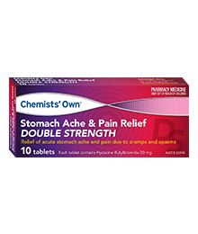 Chemists' Own Stomach Ache Pain Relief Double Strength 10 Tablets