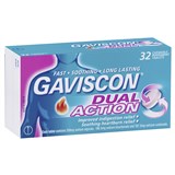 Gaviscon Dual Action Chewable Tablets Peppermint Heartburn  Indigestion Relief 32 Pack