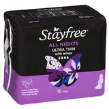 Stayfree Ultra Thin All Night With Wings 10 Pads