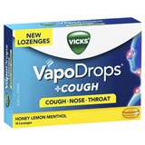 Vicks VapoDrops Cough Honey Lemon Menthol 16 Lozenges