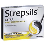 Strepsils Extra Honey and Lemon Fast Numbing Sore Throat Pain Relief with Anaesthetic Lozenges 16pk