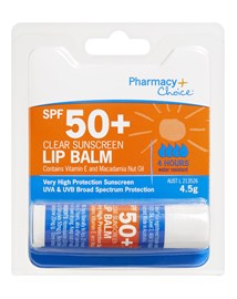Pharmacy Choice SPF 50+ Clear Sunscreen Lip Balm 4.5g
