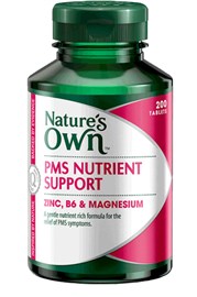 Nature's Own PMS Nutrient Support, Zinc, B6 & Magnesium 200 Tablets
