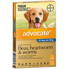 Advocate Flea, Heartworm And Worm Treatment for Dogs 25kg Extra Large 3 Tablets Grey
