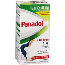 Panadol Child Colourfree Suspension 1-5 years Strawberry Flavour 100ml