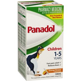 Panadol Child Colourfree Suspension 1-5 years Orange Flavour 100ml