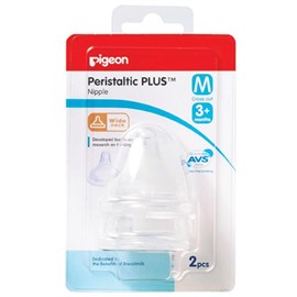Pigeon Peristaltic Plus Wide Neck Teat M Size 2 Piece
