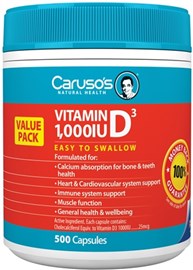 Caruso's Vitamins D3 1000IU 500 Capsules