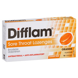 Difflam Orange Sugar Free 16 Lozenges