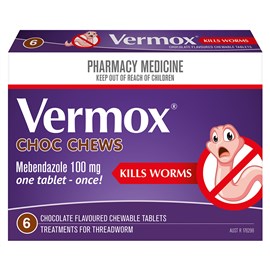 Vermox Choc Chews 6 Tablets
