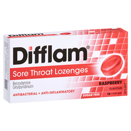 Difflam Lozenges Sugarfree Raspberry 16