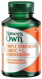 Nature's Own Triple Strength Garlic C & Horseradish Fenugreek & Marshmallow 100 Tablets