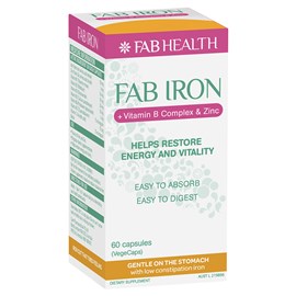 Fab Iron + Vit B Complex + Zinc 60 Capsules