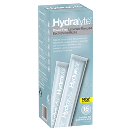 Hydralyte Ice Block Colour Free Lemonade 16x62.5ml