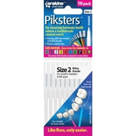 Piksters Size 2 White Interdental Brush  10 Pack