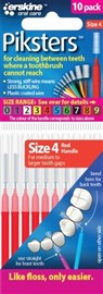 Piksters Size 4 Red Interdental Brush 10 Pack