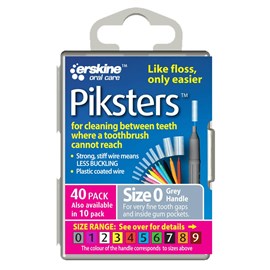Piksters Size 0 Grey Interdental Brush 40 Pack