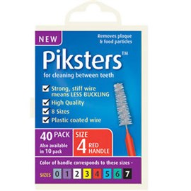 Piksters Size 4 Red Interdental Brush 40 Pack