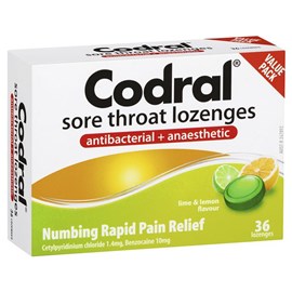Codral Lozenges Lime & Lemon Antibacterial & Anaesthetic 36