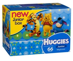 Huggies Nappies Junior Boy Pack 66
