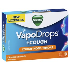 Vicks VapoDrops +Cough Orange Menthol 16 lozenges