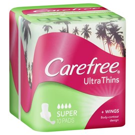 CarefreeUltra Thins Wings Super 10 Pack