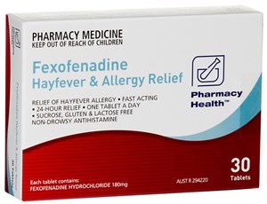 Pharmacy Health Fexofenadine Tablets 180mg 30