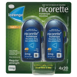 Nicorette Fruitdrops Regular Strength Lozenge 2mg Fruit 4 x 20 Pack