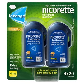 Nicorette Lozenge 4mg Extra Strength Fruit 4 x 20 Pack
