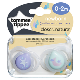 Tommee Tippee Closer to Nature Newborn Soothers, 0-2 M x 2
