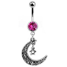 Rossan Vintage Moon Star Navel Bar BJ1285
