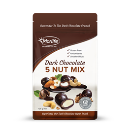 Morlife Dark Chocolate Mixed 5 Nut Mix 125g