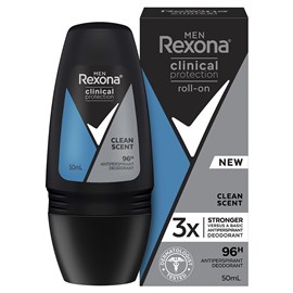Rexona For Men Clinical Protection Antiperspirant Roll On Deodorant Clean Scent 50ml