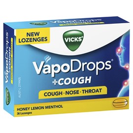 VICKS VapoDrops +COUGH Honey Lemon Menthol 36 Lozenges