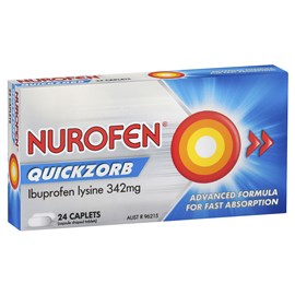 Nurofen Quickzorb 24s Caplets 342mg Ibuprofen Lysine pain relief