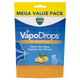 Vicks VapoDrops Butter Menthol 42 Lozenges