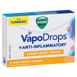 Vicks VapoDrops + Anti-Inflammatory Honey Menthol 16 Lozenges