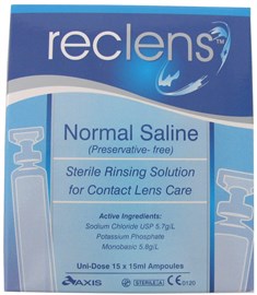 Reclens Normal Saline Ampoules 15x15ml (7004)
