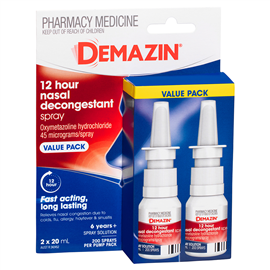 Demazin 12 Hour Nasal Decongestant Spray Value Pack 2 X 20ml