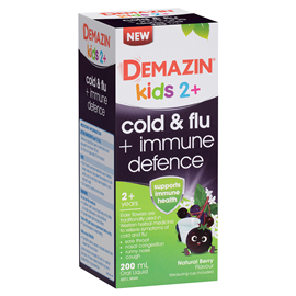 Demazin Kids 2+ Cold & Flu + Immune Defence Natural Berry Oral Liquid 200ml