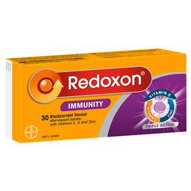 Redoxon Immunity Vitamin Blackcurrant Flavoured Effervescent Tablets 30 Pack