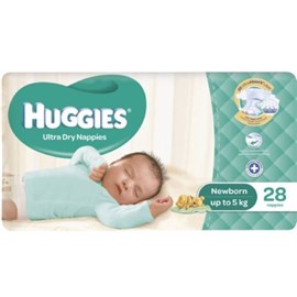 Huggies Ultra Dry Nappies NewBorn 28 Pack