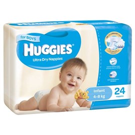 Huggies Ultra Dry Nappies Infant Boys 24 Pack