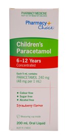 Pharmacy Choice Paracetamol Suspension 6-12 years 200ml