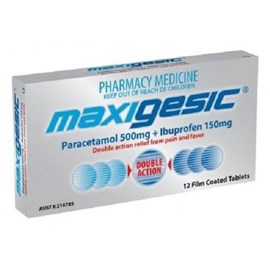 Maxigesic Paracetamol 500mg & Ibuprofen 150mg 12 Tablets