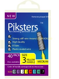 Piksters Size 3 Yellow Interdental Brush 40 Pack