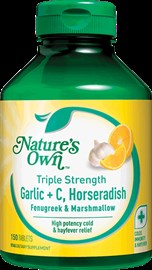 Nature's Own Triple Strength Garlic C & Horseradish Fenugreek & Marshmallow 150 Tablets