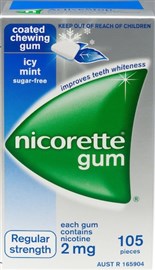 Nicorette Gum Icy Mint Regular Strength 2mg 105 Pieces