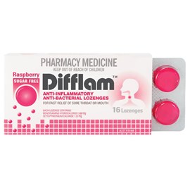 Difflam Raspberry Sugar Fee 16 Lozenges