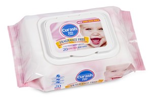 Curash Fragrance Free Baby Travel Wipes Jumbo 20